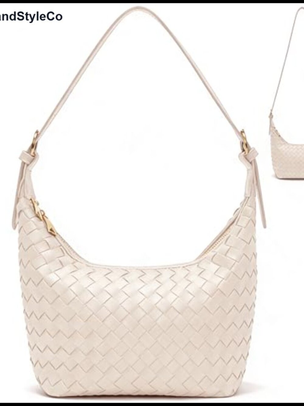 Woven Faux Leather Shoulder Bag Crossbody Hobo Purse with Zip Closure